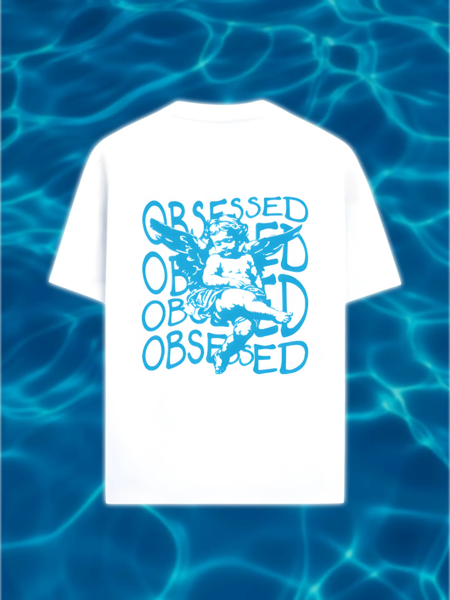 Angellise Obsessed Angel Tee (S, Blue, White)
