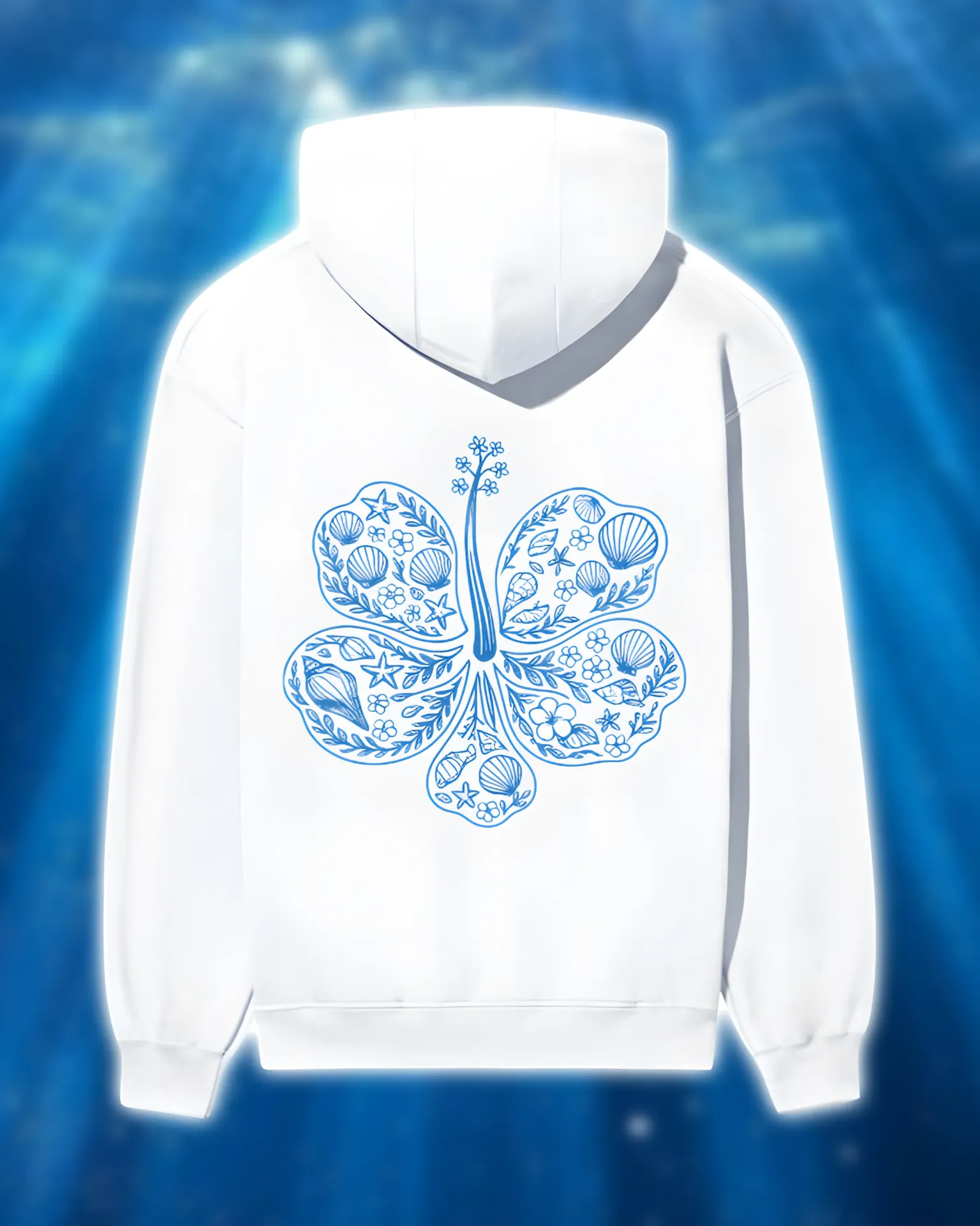 Coastal Blue Charm Hoodie (XS, White)