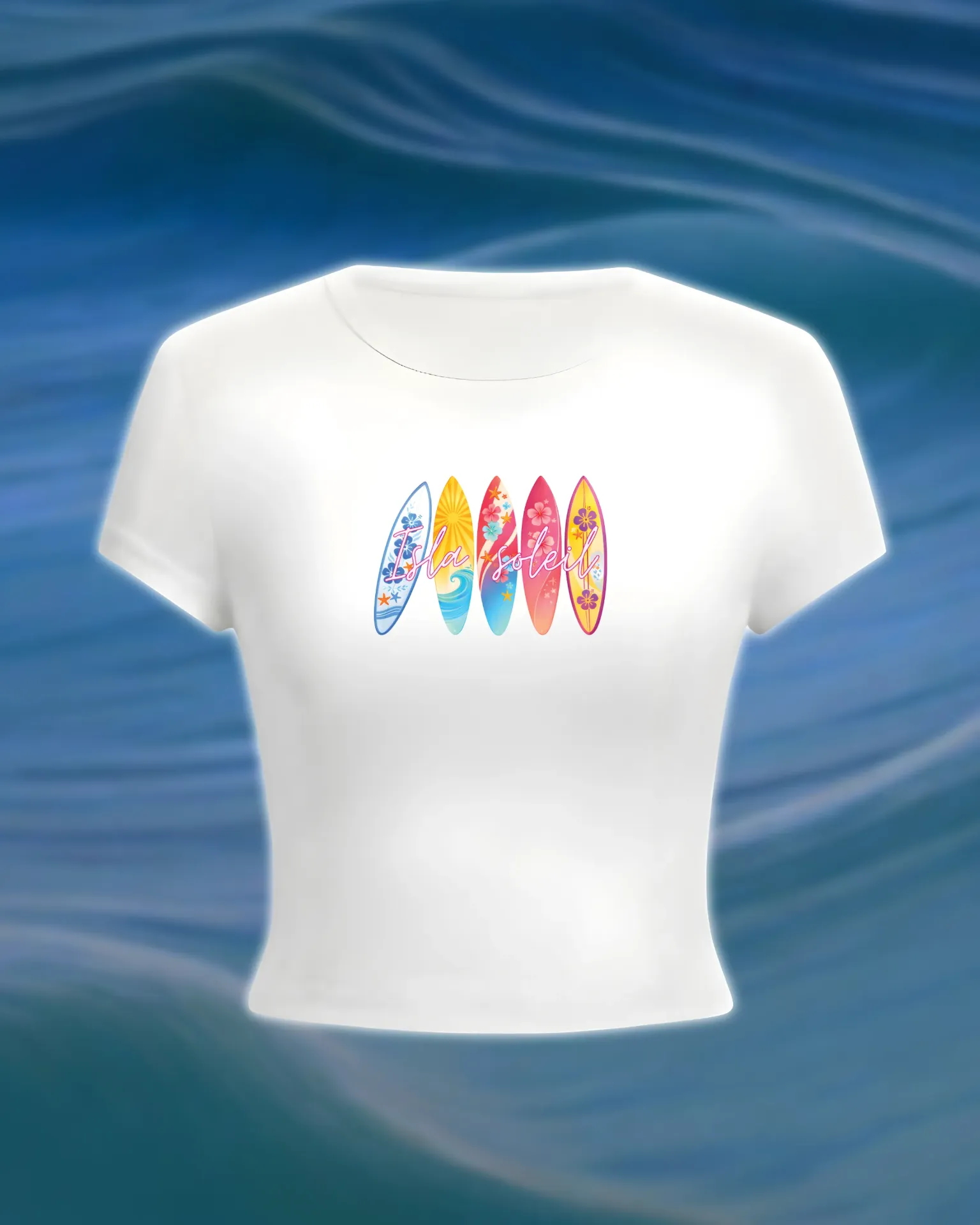 Surf Babe Baby Tee (XS, White)