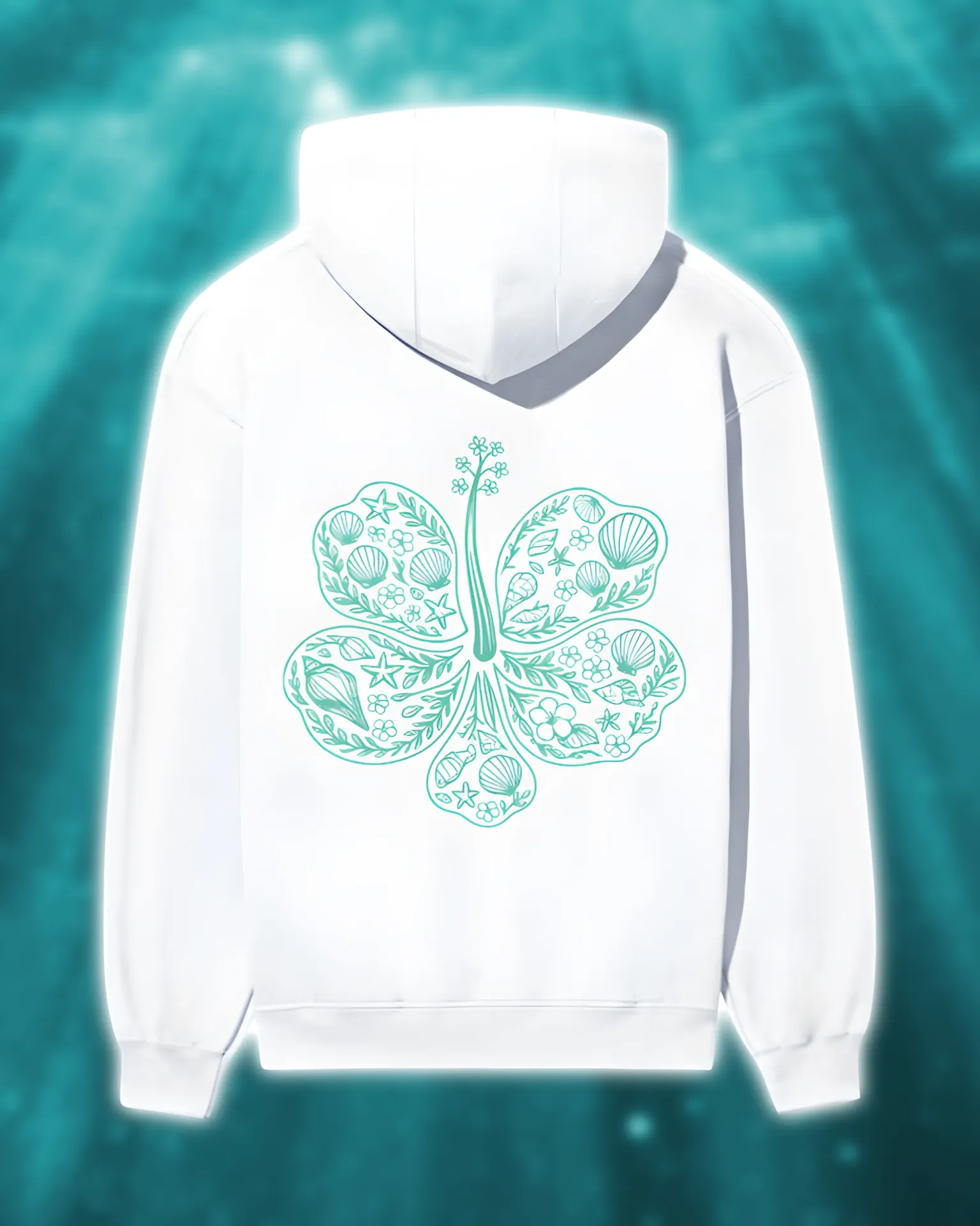 Coastal Green Charm Hoodie (XS, White)