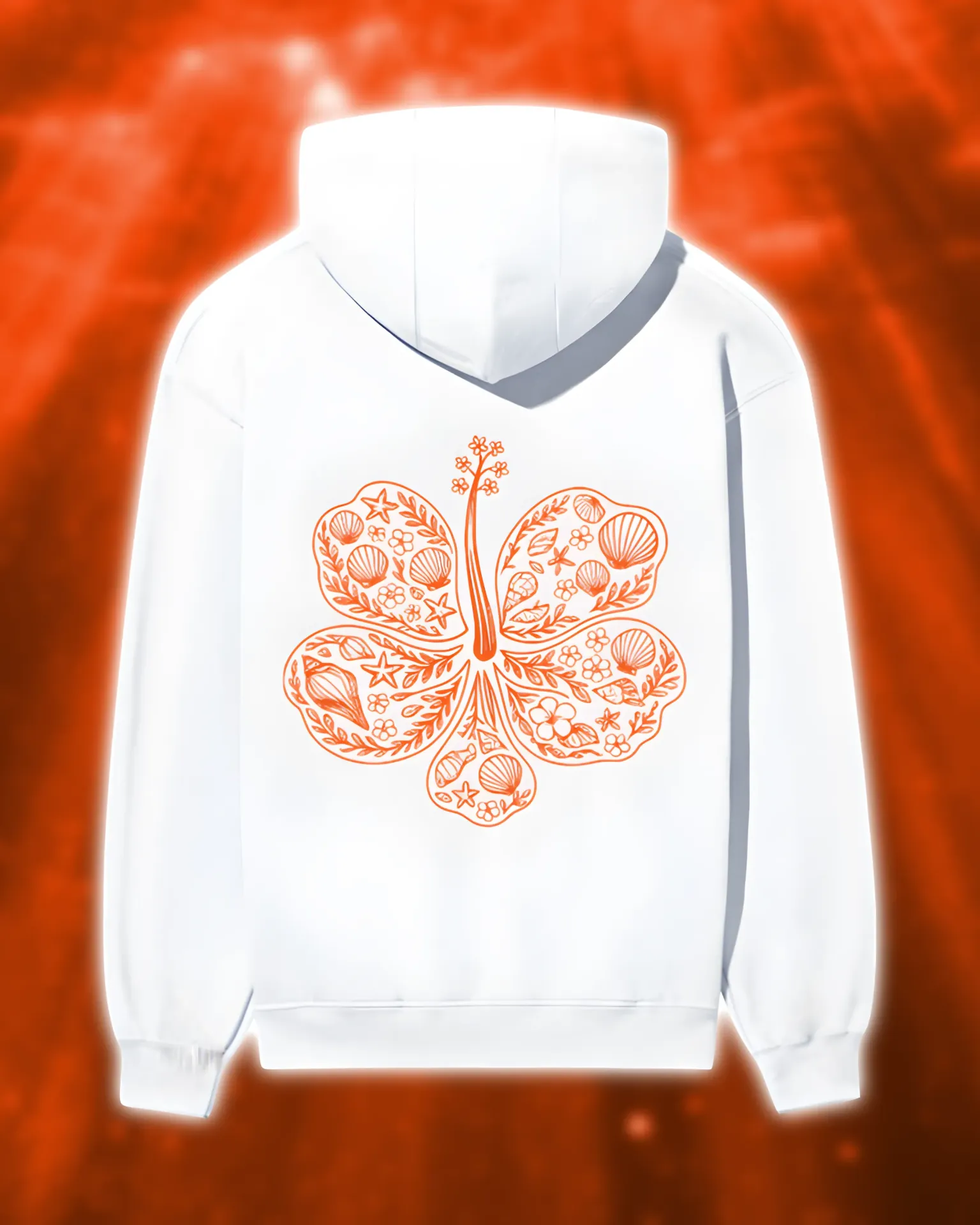 Coastal Orange Charm Hoodie (XS, White)