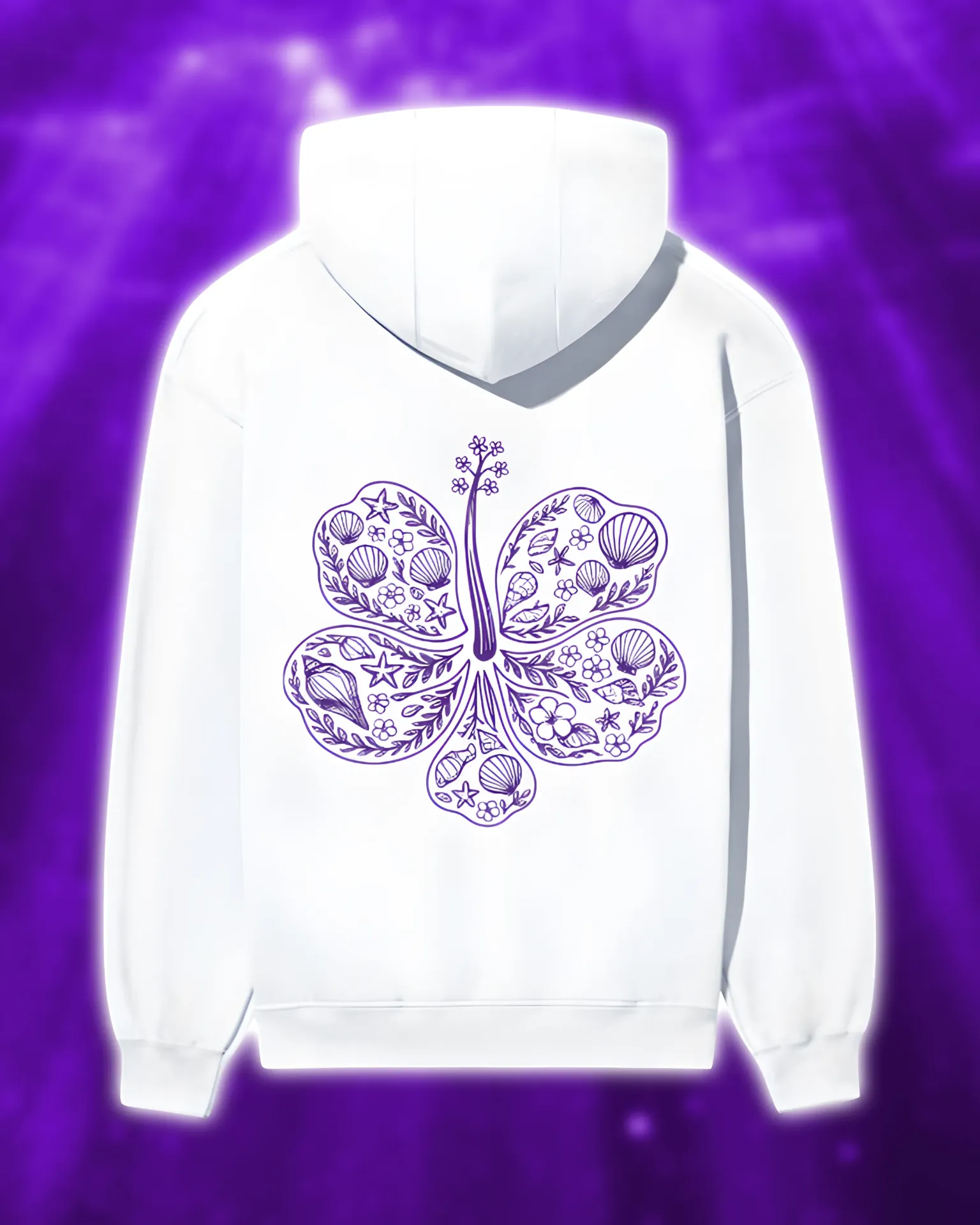 Coastal Purple Charm Hoodie (XS, White)