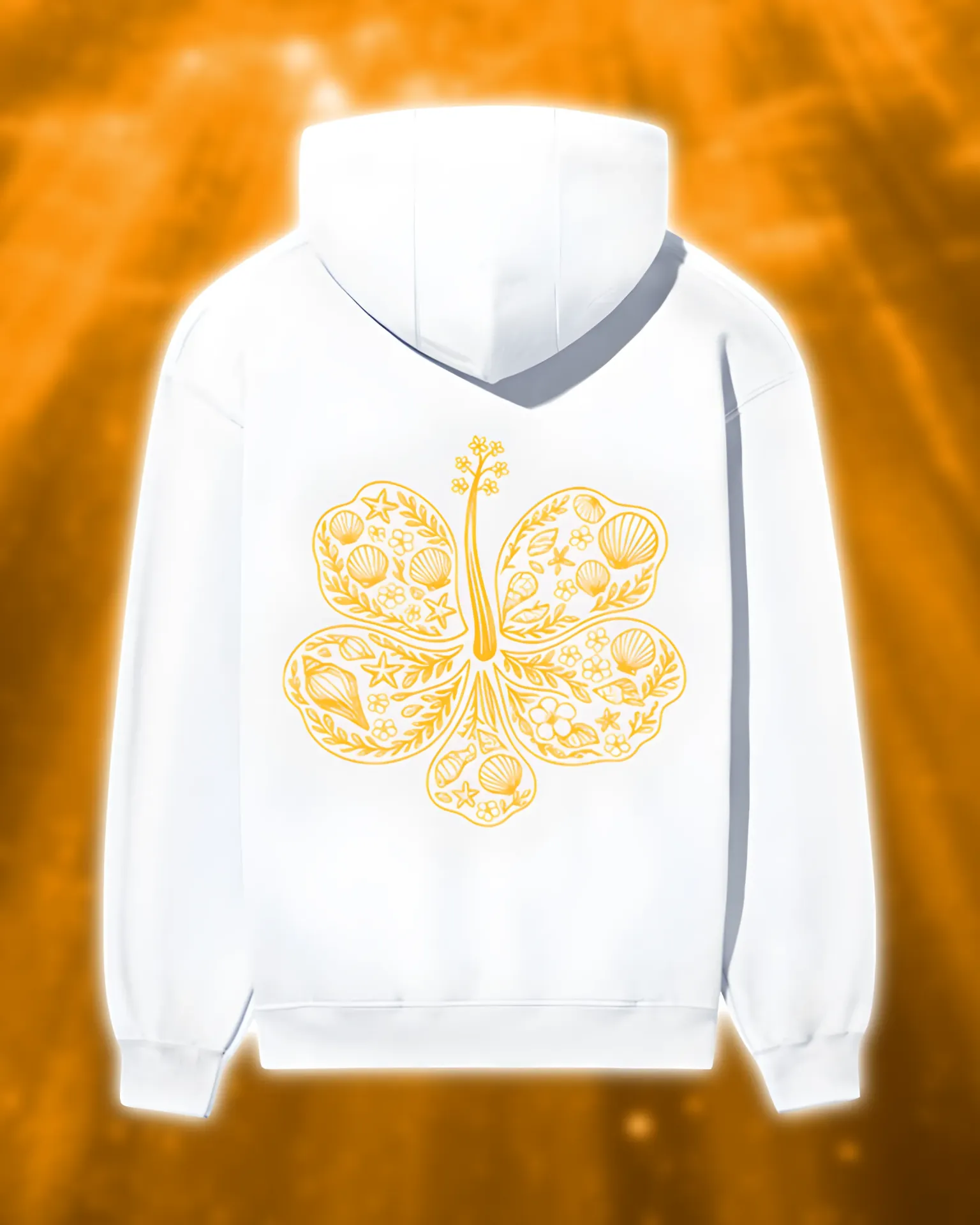 Coastal Yellow Charm Hoodie (XS, White)