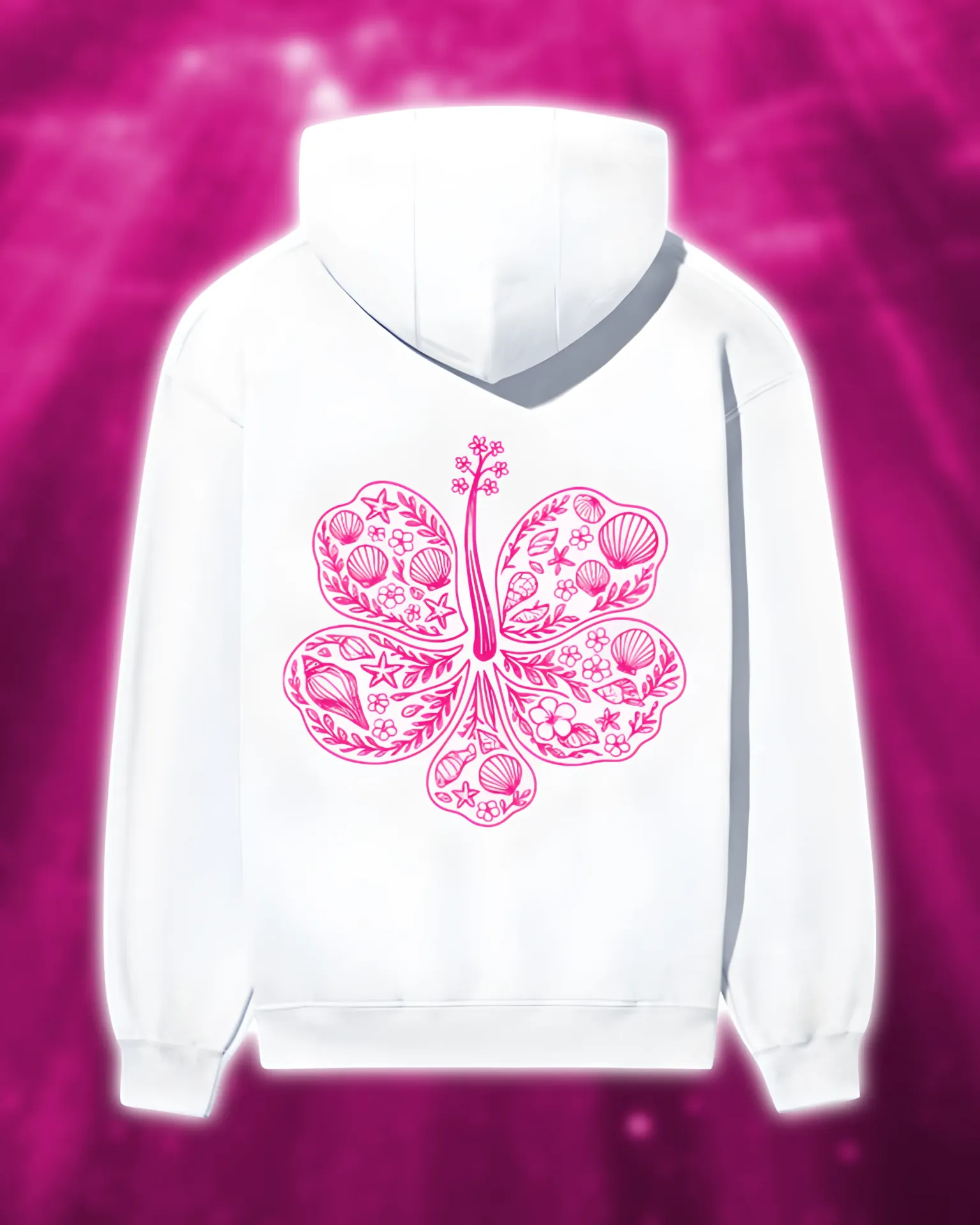 Coastal Pink Charm Hoodie (XS, White)