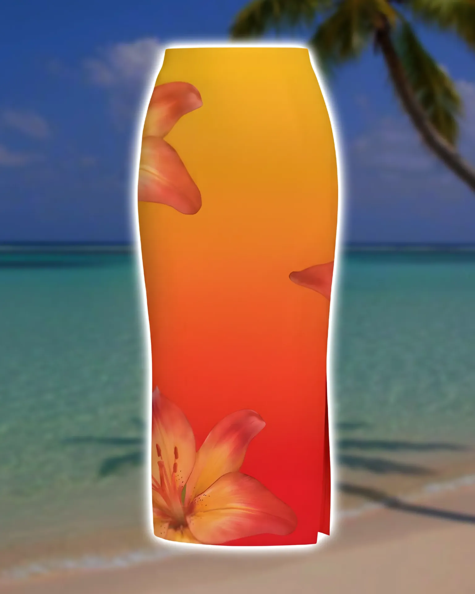 Sunset Bloom Pencil Skirt (XS)