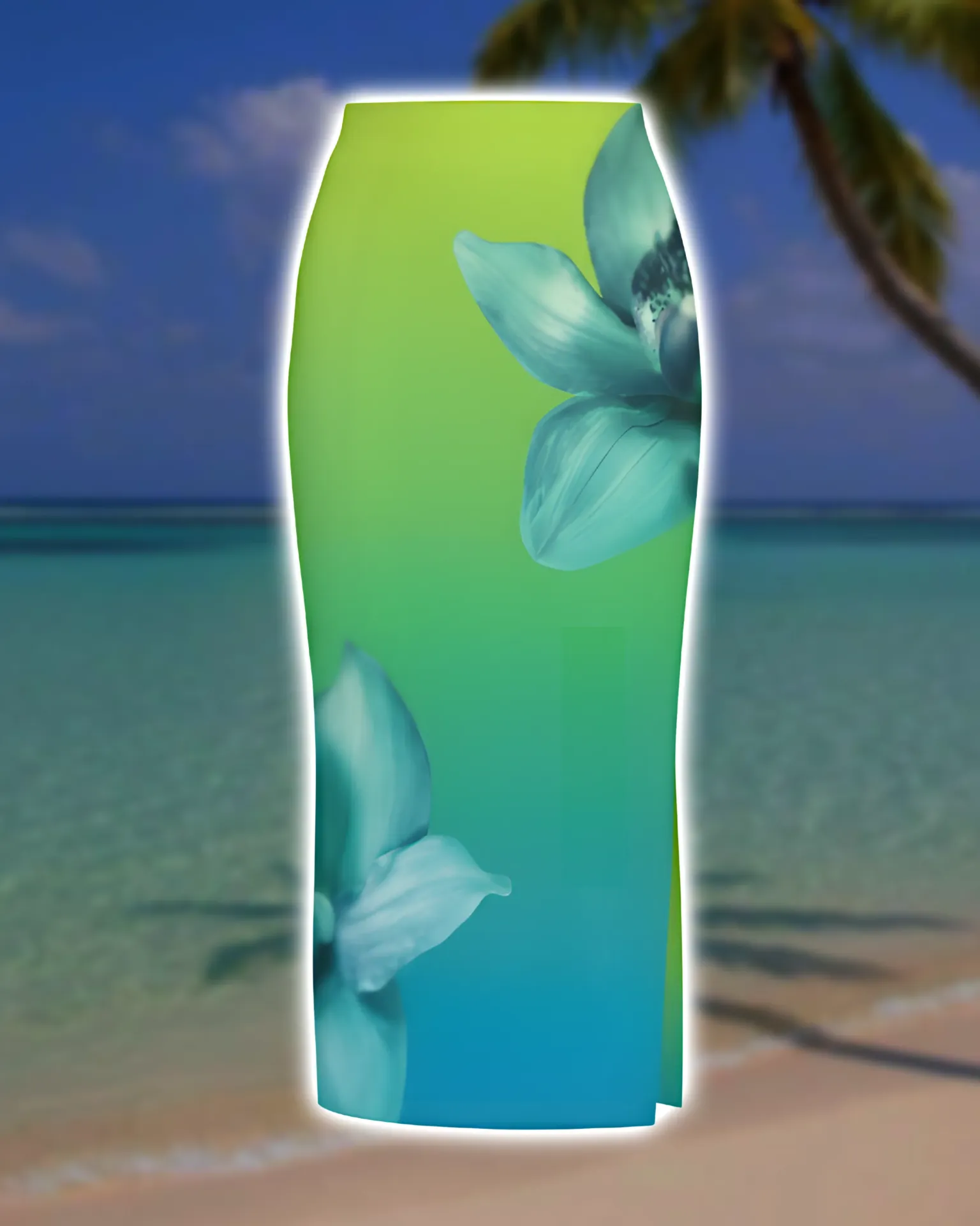 Lagoon Bloom Pencil Skirt (XS)