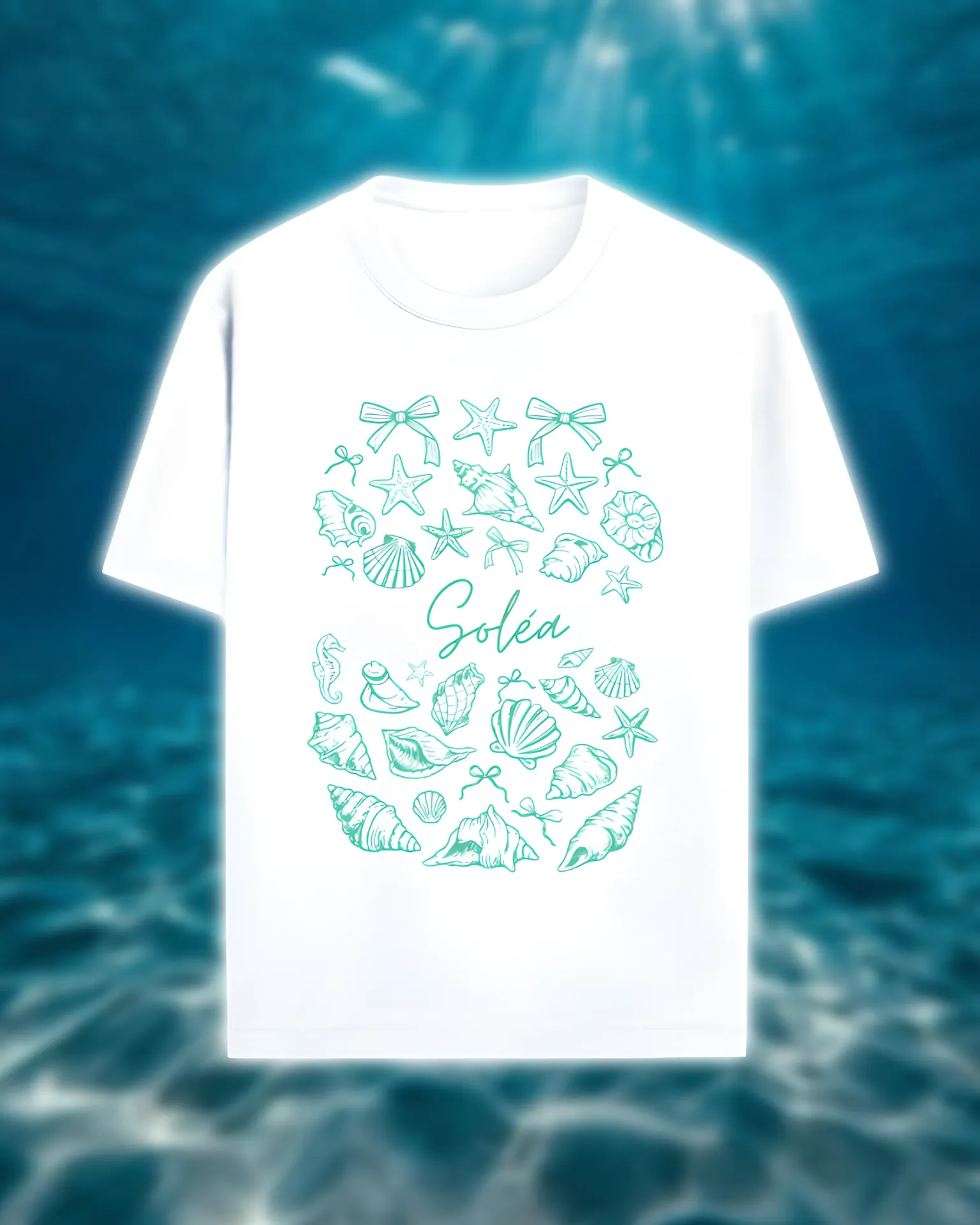 Soléa Shellscript Graphic T-Shirt (S, Mint Green, White)