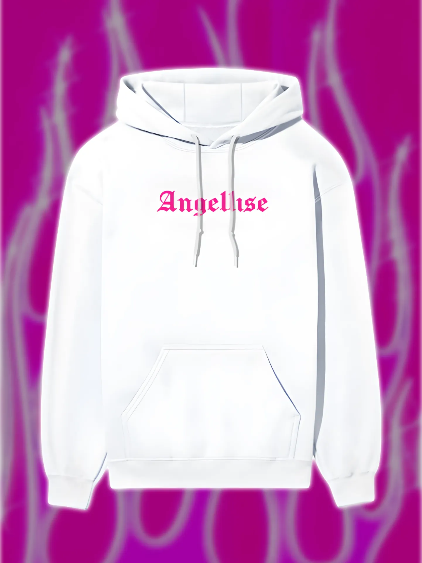 Angellise Pink Winged Hoodie (XS, White)